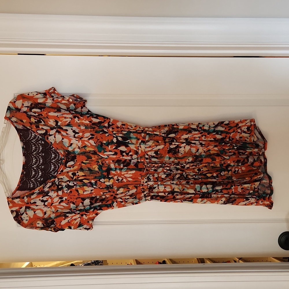 XS Mudd Sun Dress Asymmetrical Hem Crochet Back